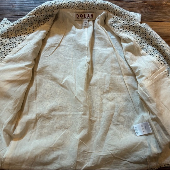 DOLAN Left Coast Collection Crochet Lace Moto Jacket XS Ivory & Blue Boho Chic - Picture 8 of 15